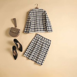 Traje de Blazer de tweed blanco <span class=keywords><strong>y</strong></span> negro Swallow Gird - Product Image 2