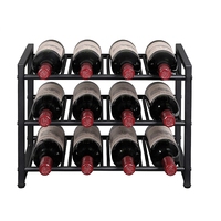 Organisateur de 12 bouteilles de couleur noire de haute qualité, casier à vin en métal pour la maison