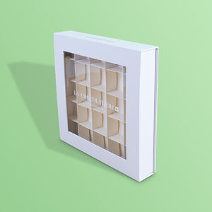 Boîte cadeau en carton en forme <span class=keywords><strong>de</strong></span> livre personnalisée Sencai, emballage en chocolat blanc, boîte en papier magnétique avec fenêtre en PVC pour la Saint-Valentin - Product Image 1