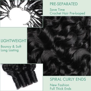Extensions de cheveux humains bouclés birmans pour femmes noires, pré-séparées, avec nœuds invisibles, noir naturel - Product Image 3