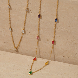 CLIORO Coloré Zircon Noël À La Mode Plaqué Or Bijoux De Mode En Acier Inoxydable Femmes Charme Colliers pour Femmes - Product Image 3