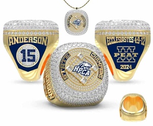 Anillos de Campeonato de Aleación Personalizables, Chapado en Oro Rosa/Platino, Cristal de Estrás en Forma de Corazón, Estilo Tradicional para - Product Image 3