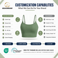 QUANRAN V-Rücken Drahtloser Workout Gepolsterter Yoga-Camisole Crop-Top Verstellbarer Longline Sport-BH für Damen