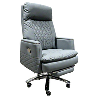 Fauteuil de bureau de direction de luxe FoShan à dossier haut, pivotant, en cuir véritable, inclinable électriquement avec massage et ventilation réglables