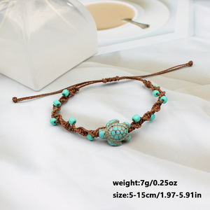 Cuerda de mano de tortuga turquesa hecha a mano estilo vacaciones en la playa de nuevo estilo. <span class=keywords><strong>Es</strong></span> una pulsera de pareja ajustable - Product Image 5