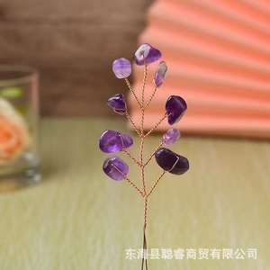 Crystal <b>Tree</b> <b>Branches</b> With Natural Stone Pebbles Copper Wire Handmade Diy Home Decoration - Product Image 5
