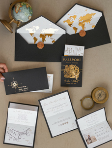 Cartes <span class=keywords><strong>d</strong></span>'invitation de <span class=keywords><strong>mariage</strong></span> modernes en forme de cœur, style passeport, avec papier doré, inspirées des cartes <span class=keywords><strong>d</strong></span>'<span class=keywords><strong>embarquement</strong></span> et des billets <span class=keywords><strong>d</strong></span>'avion, noires et pop-up - Product Image 4