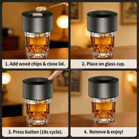 Ensemble de fumoir à whisky électrique en métal réutilisable de qualité supérieure, 6 copeaux de bois, lumière d'ambiance LED, accessoire de bar moderne, cadeau parfait pour les amateurs de bourbon