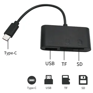 USB 3.0 HUB Huawei/Apple मोबाइल फ़ोन के लिए लाइव साउंड कार्ड 3-इन-1 कार्ड रीडर/कीबोर्ड ट्रांसफर केबल का समर्थन करता है