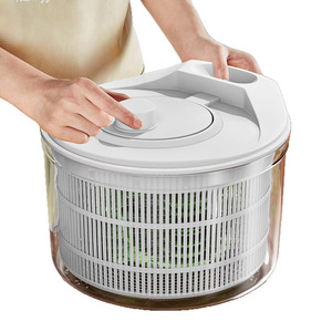 Vegetable Dehydrator Spin Dryer Manual Washing Basin Fruit <b>Drain</b> <b>Basket</b> Kitchen Salad Set Large Capacity Plastic 2 Pieces - Product Image 4