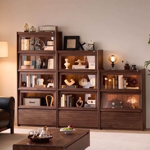 Mueble de Almacenamiento de Lujo para Sala de Estar, Estilo Medieval, de Madera Sólida, con Puertas de Vidrio, Estantes Ajustables y Protección Contra el Polvo - Product Image 1