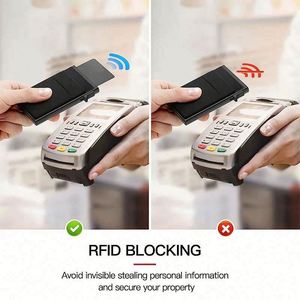 Tarjetero Delgado de Aleación de Aluminio con Hebilla, Porta Tarjetas de Crédito y de Identificación con Bolsillo Trasero Elástico, Mini Cartera Metálica RFID - Product Image 2