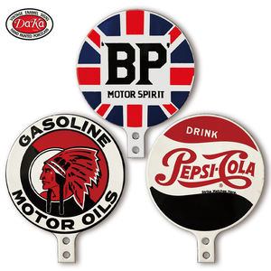 Smalto Vintage per esterni vendita calda giardino Logo a benzina arancione aereo motore in porcellana smalto porta porta Push Sign - Product Image 2