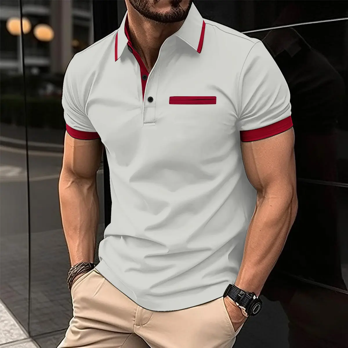 Breathable Thick Collar New Summer Casual plain golf Oversize T-shirts Men's White Short Sleeves T Shirt For Men Brands 2024