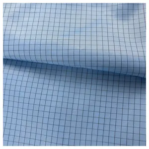 GI supplier lab coat antistatic polyester cotton twill esd fabric 5mm grid for workwear