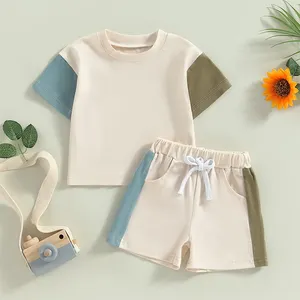 Bio-Baumwolle Kinder-T-Shirt mit Shorts kundenspezifische Jungsbekleidung-Sets Babykleidung Kinder Sommer Baumwolle T-Shirts Shorts Outfits