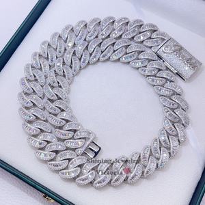 Collana Personalizzata <span class=keywords><strong>con</strong></span> <span class=keywords><strong>Nome</strong></span> in Moissanite VVS, Gioielli Hip Hop da Rapper, Catena Cubana in <span class=keywords><strong>Argento</strong></span> <span class=keywords><strong>con</strong></span> Taglio Baguette - Product Image 2