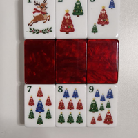 Tuiles de Mahjong Américaines en Acrylique Motif Renne de Noël, 160 Pièces, Ensemble de Mahjong avec Motif Arbre de Noël, Jeu de Société Familial pour les Fêtes