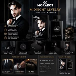 น้ำหอม <span class=keywords><strong>MORAKOT</strong></span> Midnight Revelry สำหรับผู้ชาย กลิ่นไม้หอม เผ็ดร้อน แมนๆ แบบ EDT 50 มล. พร้อมกล่องของขวัญ - Product Image 3
