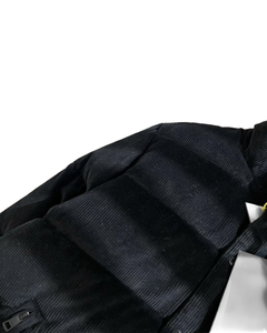 Chaqueta de Pana Negra para Hombre, Cuello Alto y Diseño Acolchado, Abrigo de Invierno Cálido con Cierre de Cremallera y Botones - Product Image 3