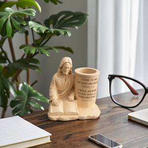 Porte-stylo en résine Jésus - Artisanat religieux en résine pour la décoration chrétienne de la maison et du bureau, vente en gros OEM - Product Image 4