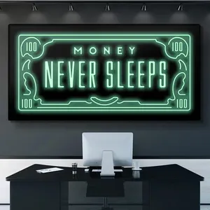 Motivational Quotes Never Sleep Canvas Painting Nordic Money Posters and Prints Inspirational Decorative Wall Picture Office