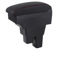 Boîte de rangement de luxe en cuir noir rotative avec porte-gobelet ABS et chargeur USB pour Honda Jazz 2008-2013, design japonais 2027