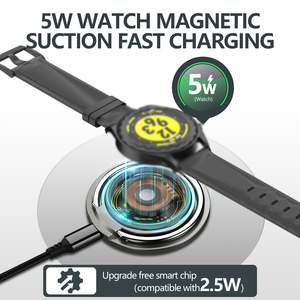 Chargeur sans fil magnétique intelligent pliable 15W avec anneau de protection Type C et support de téléphone pour <span class=keywords><strong>iPhone</strong></span>, montre, écouteurs et microphone - Product Image 4