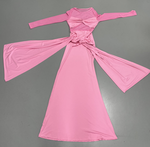 Viviblook Z424DS10 Vestidos casuales para mujer Cuello redondo Ver a través de Tight Elegante Maxi Vestido de talla grande Vestidos sexy para damas - Product Image 2