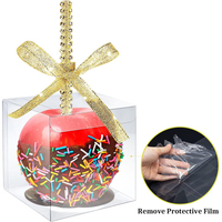 Boîte d'emballage en plastique pliante transparente Boîtes de bonbons et de pommes avec trou Boîte-cadeau personnalisée Emballage de Noël