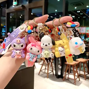 Kawaii – porte-clés de sac à main avec pendentif, dessin animé, grande oreille, chien, grenouille, chien, pingouin, pour femmes, xinxing Kuromi Melody Sanrio