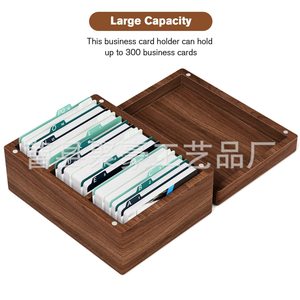 Caja organizadora de documentos de madera maciza con compartimentos para almacenamiento en el escritorio y clasificación de tarjetas - Product Image 2