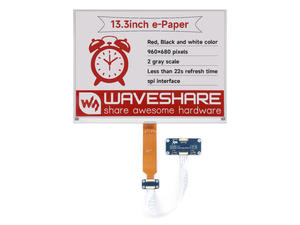 Waveshare Pantalla de Tinta Electrónica de 13.3 Pulgadas HAT B -SKU-27236, Pantalla de Tinta Electrónica de 13.3 Pulgadas (B), Pantalla E-Ink, 960x680 Píxeles, <span class=keywords><strong>Re</strong></span> - Product Image 1