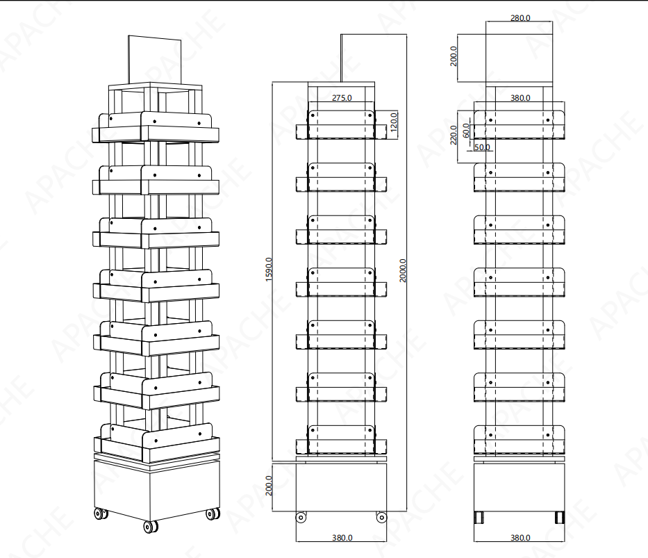 Apache Custom Wood Cards Rotating Display Stand Display Racks for Bookstore & Stationery Store & Gift Shop — view 2