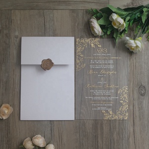 Tarjeta de Invitación Acrílica Rosa con Flores Plateadas Cortadas con Láser Personalizadas a <span class=keywords><strong>Precio</strong></span> Económico para Fiestas, Bodas, Matrimonios, Cumpleaños, Menús - Product Image 2