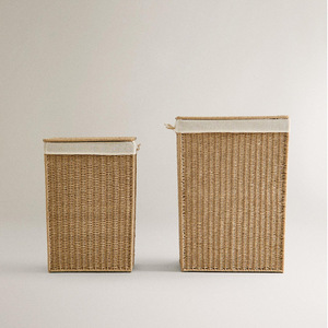 Foldable Woven Laundry <b>Basket</b> With Lid <b>Large</b> Capacity Rectangle Cotton Fabric Clothing Organizer Storage <b>Basket</b> Bobai Origin - Product Image 4