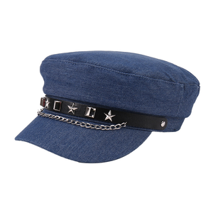 Bán Buôn Nhật Bản Cổ Điển Denim Mềm Top Phẳng Beret Chuỗi Đinh tán Mùa Hè Đảng Ngọt Ngào Mát Nữ Tính Nghệ Sĩ Hat Thời Trang Cowgirl <span class=keywords><strong>Cap</strong></span> - Product Image 3