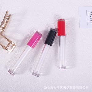 Tubo de brillo labial de 5 ml, envase cosmético vacío, tubos de plástico para rellenar tinte labial con tapa rosa, roja y negra - Product Image 1