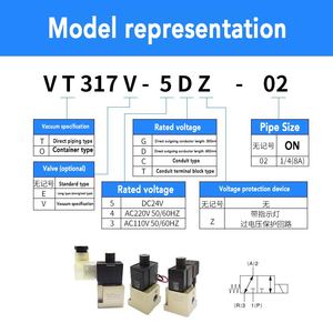 Valvola Solenoide VT317V, Valvola Pneumatica 220V a Due Posizioni Tre Vie, Valvola di Commutazione ad Alta Frequenza per Vuoto 12V, Gruppo Valvole 24VT307/VO/317V - Product Image 2
