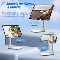 Support de Téléphone Portable, Support pour Téléphone Mobile Pliable avec Coussinet en Silicone, Angle et Hauteur Réglables pour Bureau