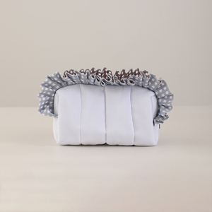 Borsa per il Trucco in Poliestere Trapuntato Personalizzata all'Ingrosso con Bordo a Pieghe Gingham, Astuccio Cosmetico di Grande Capacità per <span class=keywords><strong>Viaggi</strong></span> - Product Image 1