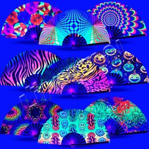 Grand ventilateur à main pliant en bambou réfléchissant UV populaire - Product Image 1