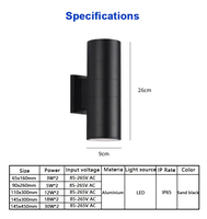 Applique murale extérieure LED moderne, étanche IP65, noire, 110V 220V 12W 24W, éclairage vers le haut et vers le bas
