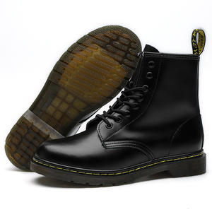 Bottes Martin montantes unisexe pour femme, classiques en cuir rigide, à perles, à lacets, avec bout lumineux, bottes d'hiver originales - Product Image 4