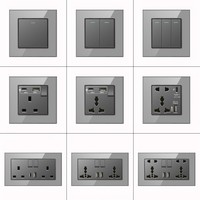 Prises murales électriques multifonctionnelles F60 de haute qualité à double 3 broches EU/UK/Universelles 10A/16A avec charge rapide USB Type C