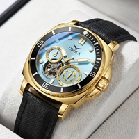 Nouvelle montre mécanique automatique ONOLA 3814 pour homme, luxe, étanche 3ATM, bracelet en cuir ajouré, montre-bracelet tendance