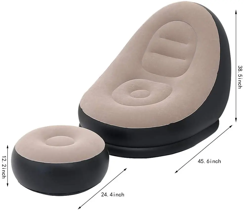 ultra lounge Outdoor inflatable sofa Flocked With Footrest inflatable chair ottoman Inflatable sofa