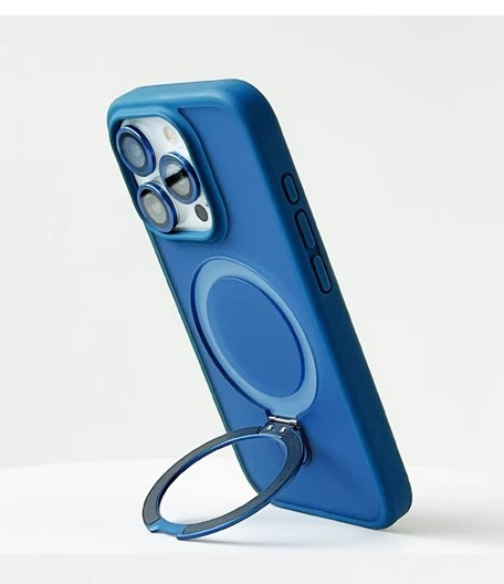 OEM Wireless Charging Magnetic Ring Holder Phone Cover With Matte Lens Film Protector Phone Case for iPhone 15 14 13 Pro Max