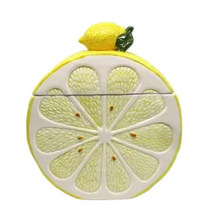 Barattolo per biscotti in ceramica su misura a forma di limone novità barattolo per biscotti con Design a base di frutta accetta la personalizzazione