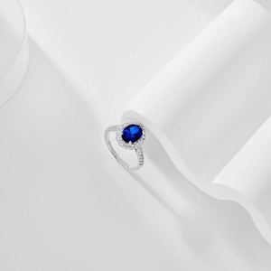 Anillos de Compromiso y Boda Dylam Sparkle Collection, Diseño Clásico, Plata S925 con Baño de Rodio, Diamante, Zafiro, Zirconia 5A, Halo - Product Image 6